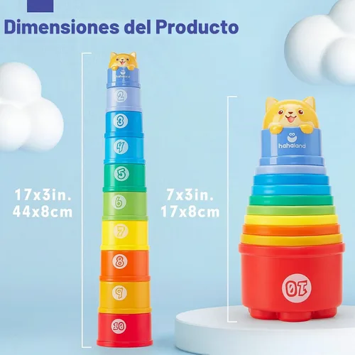 Vista 8 de hahaland Juguetes apilables para niños pequeños de 1 a 3 años - Vasos