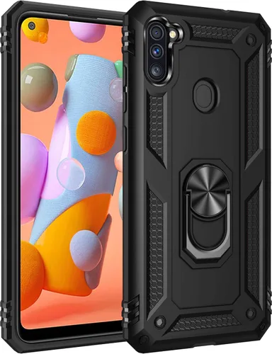 Vista 2 de Funda para Samsung A11, Galaxy A11, funda de grado militar resistente con protector de pantalla HD, anillo magnético atril para Samsung Galaxy A11