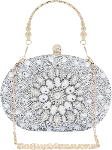 Vista 12 de SH Bolsos de mano para mujer, bolso formal de noche con diamantes de imitación, bolsos brillantes para boda, fiesta, cóctel, baile de graduación