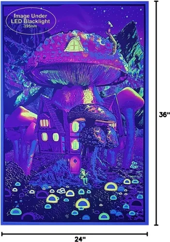 Vista 8 de Studio B Mushroom House - Póster no flocado con luz negra, 24 x 36 pulgadas