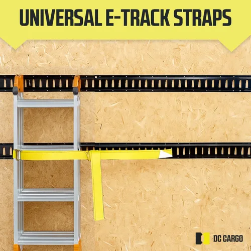 Vista 4 de DC Cargo Mall 2 correas E-Track, correas de amarre de carga con hebilla de leva de 2 pulgadas x 12 pies para sistemas de amarre ETrack en camiones