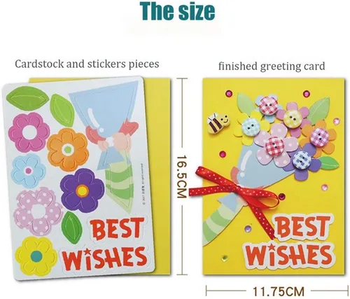 Vista 5 de Kit para hacer tarjetas, kit de tarjetas de felicitación hecho a mano para niños, niñas, niños, tarjeta de agradecimiento, tarjeta del día