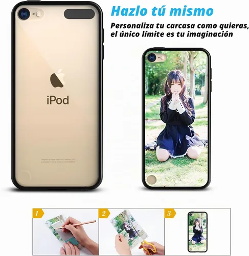 Vista 2 de Funda ULAK para iPod Touch 6ta generación, funda para iPod 5, transparente, suave, de TPU flexible, plástico rígido que absorbe golpes, Negro
