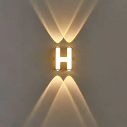 Vista 11 de Apliques de pared modernos LED hacia arriba, lámpara de pared con letras, luz blanca cálida y negra, de aluminio para sala de estar, escalera Letra A