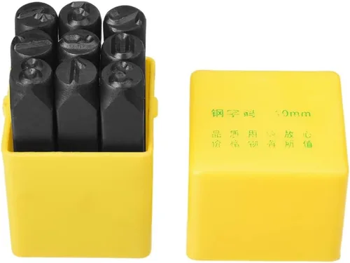Vista 13 de Auniwaig Juego de sellos numéricos, números (0-8), 9 piezas, punzón, madera, cuero, acero, herramientas para impresión de metal, plástico, madera