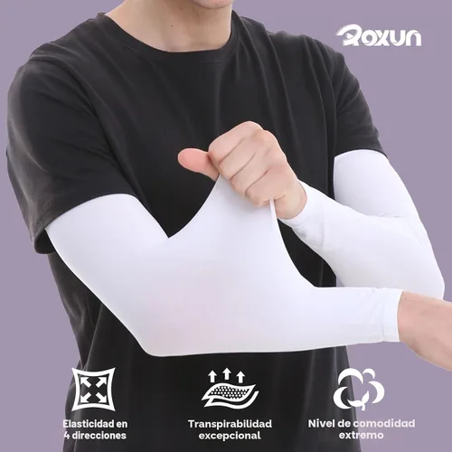 Vista 2 de ROXUN Mangas de brazo, compresión deportiva de protección solar UV refrescante para hombres/mujeres