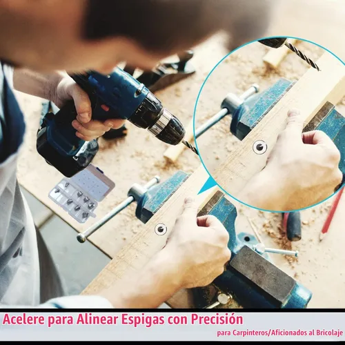 Vista 4 de Juego de 10 centros de clavija de acero inoxidable para perforar agujeros con punta afilada para herramientas de carpintería, clavijas sólidas