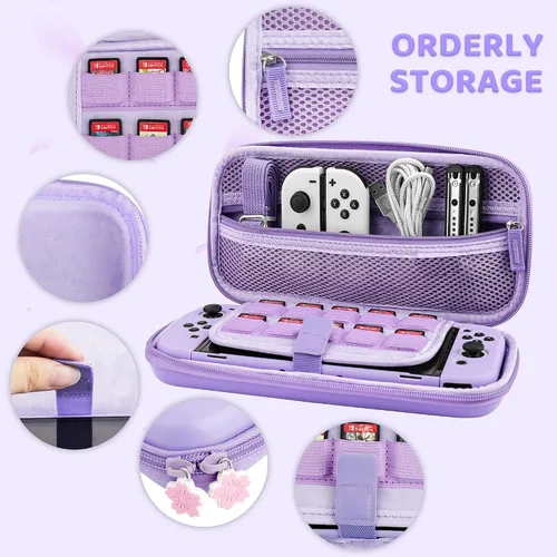 Vista 2 de FANPL Case bundle for Nintendo Switch OLED Accessories, Carrying Case for Switch OLED and JoyCon Controller with Hard Flip Protective Case and