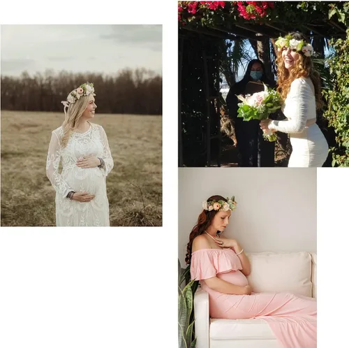 Vista 4 de Vividsun - Corona de flores de hojas verdes ,Corona de eucaliptos para bodas, maternidad y accesorios fotográficos.