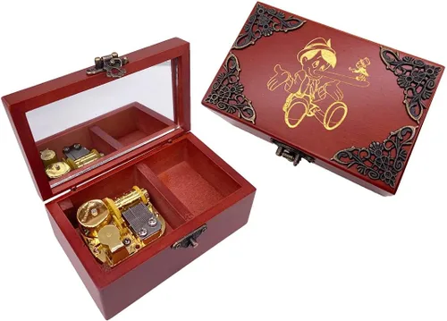 Vista 15 de Youtang You are My Sunshine - Caja de música de joyería con espejo, caja musical de madera grabada con láser, caja de música a cuerda, regalo