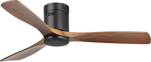 Vista 11 de CACI Mall Ventiladores de techo inteligentes de madera de 52 pulgadas con luces y control remoto, 3 cuchillas, perfil bajo, moderno, compatible