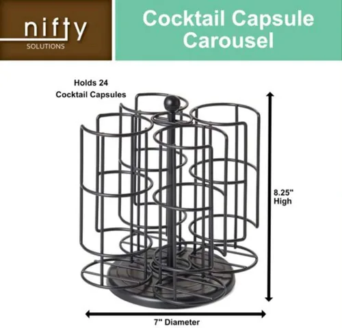 Vista 4 de Nifty Solutions Compatible con cóctel Bartesian con capacidad para hasta 24 cápsulas, giros de 360 grados, mediano (paquete de 1), negro, (5620)