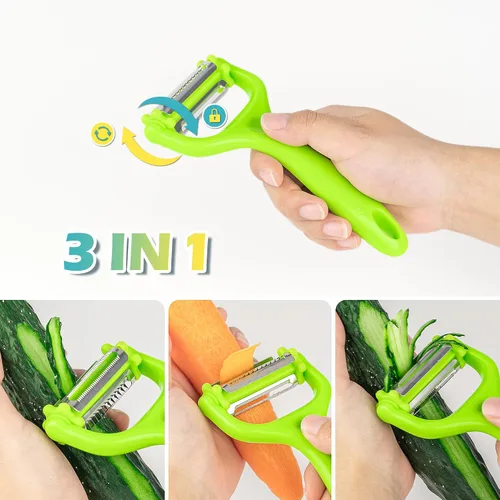 Vista 6 de VlBlRlIT2025 - Tijeras de hierbas mejoradas, pelador de hojas, tijeras de cocina de acero inoxidable de 5 cuchillas, peladores para cocina