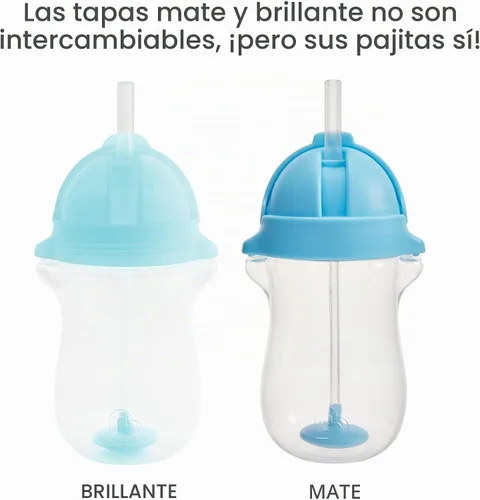 Vista 7 de Munchkin Vasos de pajita con peso para niños pequeños con tapa de clic, 10 onzas, paquete de 2, azul/verde