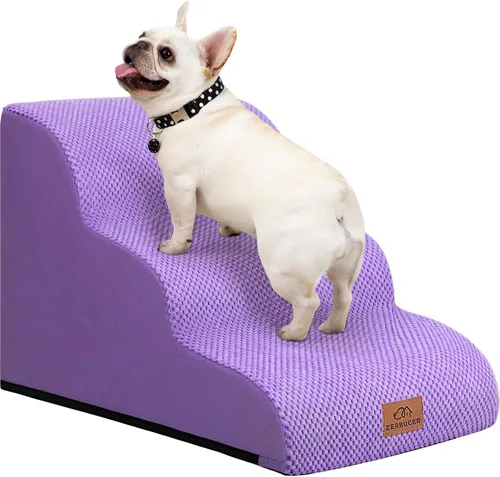 Vista 21 de Zerbuger Rampa para perros y escaleras para cama, beige de 3 escalones