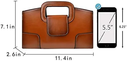 Vista 2 de Goclothod Bolso de mano con asa superior para mujer estilo vintage con solapa bandolera