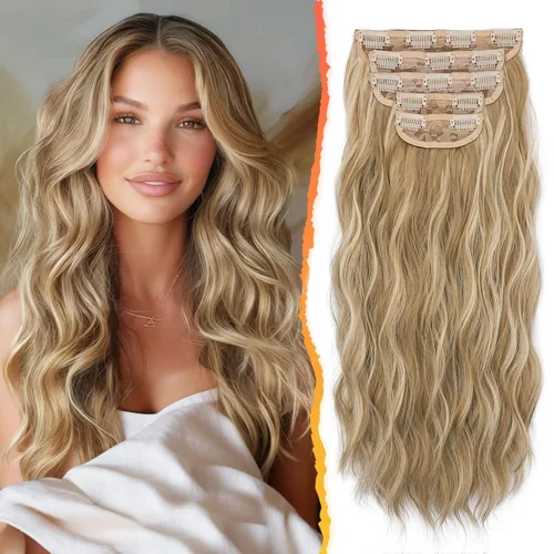 Vista 13 de BARSDAR Extensiones de cabello ondulado con clip negro marrón - 14 pulgadas, extensiones de cabello corto ondulado con clip para mujer - 5 piezas