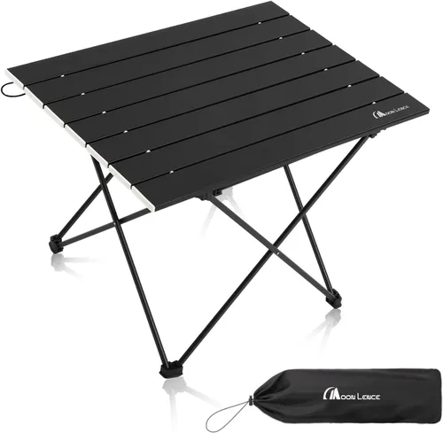 Vista 14 de MOON LENCE Mesa de camping plegable ultraligera, compacta, portátil con bolsa de transporte, para cocinar al aire libre, picnic, campamento, barco