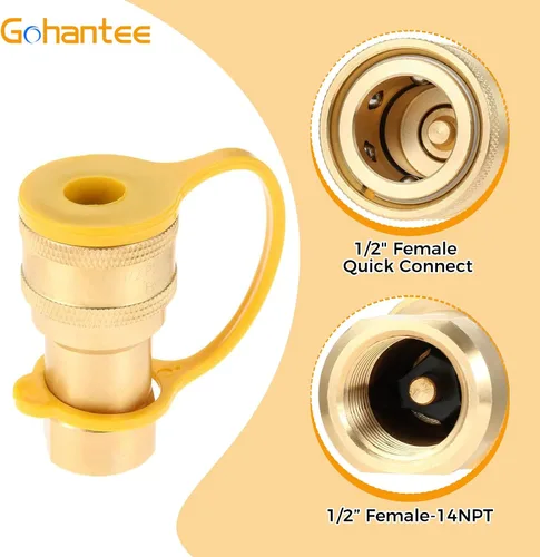 Vista 4 de Kit de conexión rápida de gas de 1/2", conector de desconexión con enchufe de inserción macho, adaptador de conexión rápida de gas natural y propano