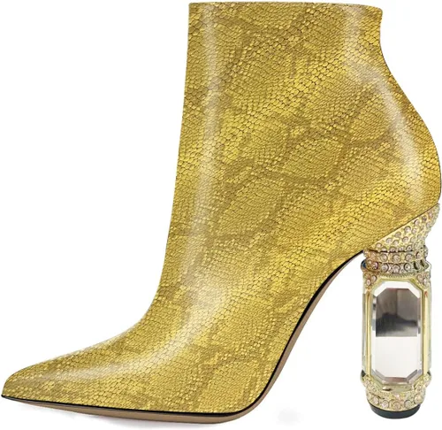 Vista 133 de FSJ Botas de tacón alto con punta puntiaguda para mujer, con tacón alto, con cremallera lateral brillante, estilo casual, para uso diario, zapatos