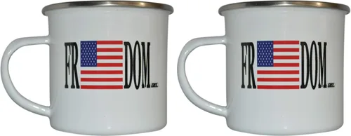 Vista 7 de Rogue River Tactical Taza de café esmaltada con bandera de la libertad de los Estados Unidos, regalo para veterano militar o patriótico americano