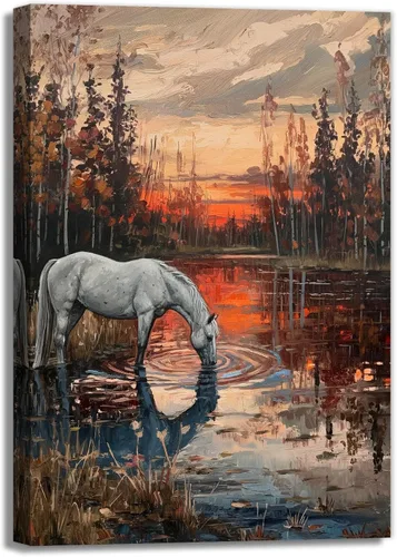 Vista 9 de Lienzo de animales para pared, póster de acuarela de vaca de las tierras altas, paisaje colorido de pastizales, pintura de agua potable, obra