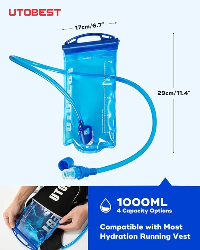 Vista 6 de UTOBEST Vejiga de agua, bolsa de hidratación de 1 L, 1.5 L, 2 L, 3 L para mochila de senderismo, sin BPA, depósito de agua a prueba de fugas