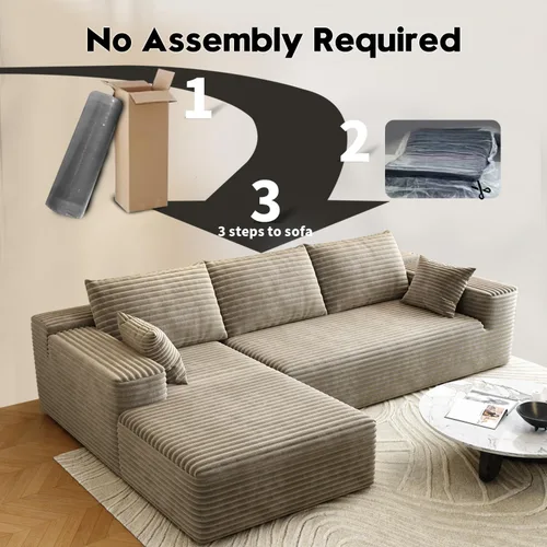 Vista 5 de Sofás seccionales de 95 pulgadas para sala de estar, sofá de nube tapizado en forma de L, sofás modulares y sin hueso, moderno sofá modular