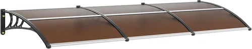Vista 13 de VEVOR Toldo para puerta de entrada, toldo de puerta de ventana de 24 x 24 pulgadas con drenaje y soporte de ABS, cubierta de policarbonato
