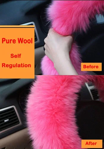 Vista 4 de Funda para volante y para palanca de cambios y freno de mano de automóvil por Younglingn, 1 set de 3 unidades multicolor con lana sintética, de moda