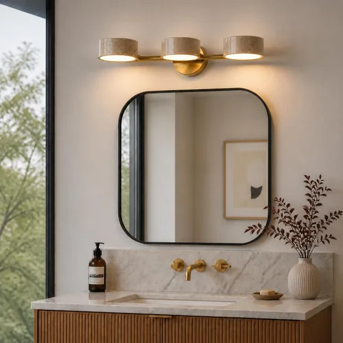 Vista 9 de Apliques de pared de travertino, accesorios de iluminación de piedra, iluminación de pared, lámparas de pared para sala de estar, dormitorio, LED