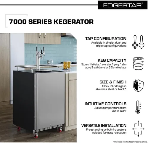 Vista 8 de EdgeStar Kegerator de un solo grifo de 24 pulgadas de ancho