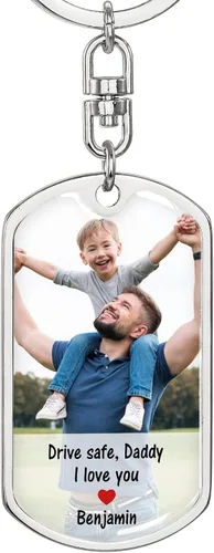 Vista 2 de Drive Safe - Llavero personalizado llavero personalizado para papá papá día del padre regalo de cumpleaños de San Valentín papá de hija hijo regalo