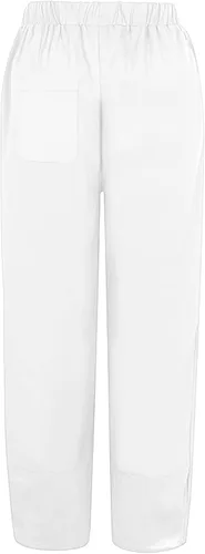 Vista 4 de FEDULKSTORE Pantalones de pierna ancha de algodón y lino para mujer, pantalones palazzo casuales de verano de cintura alta, pantalones holgados