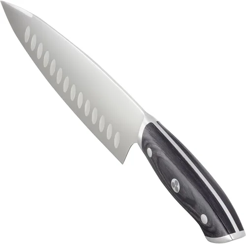 Vista 7 de Ergo Chef Pro Series 2.0 - Cuchillo de chef de 8 pulgadas, hoja de acero inoxidable forjado de alto carbono 7Cr17MoV con mango ergonómico de madera
