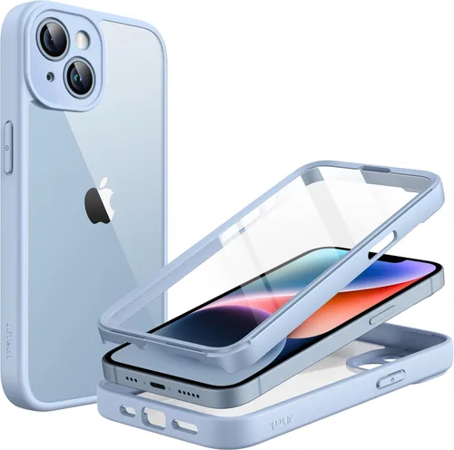 Vista 9 de JETech Funda para iPhone 14 de 6.1 pulgadas con protector de pantalla de vidrio templado integrado, protección completa de la cámara, a prueba