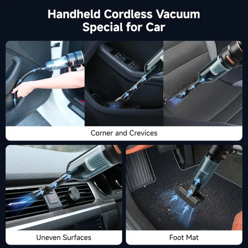 Vista 4 de Aspiradora de Mano Inalámbrica, Aspiradora para Automóvil con Motor sin Escobillas, Aspiradora de Succión Fuerte y Sopladores de Aire Comprimido