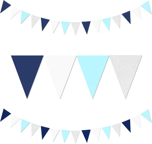 Vista 12 de Decoraciones de fiesta plateadas, negras y doradas, 2 banderines de papel para hombres, cumpleaños, Año Nuevo, jubilación, graduación, aniversario