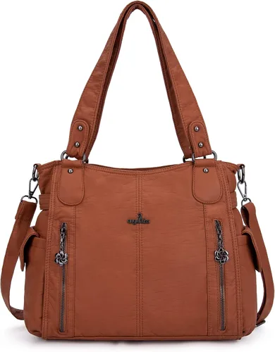 Vista 26 de Angel Kiss Bolsos para mujer con tiras en la parte superior, bolso estilo Hobo, bolsas de hombro espaciosas y casuales, cartera estilo Tote de PU