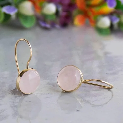 Vista 14 de 14K Gold Gemstone Drop Earrings - Birthstone Dangle - Solid Yellow Gold Dangle Earrings - Dainty Handmade Wedding Jewelry - Perfect Bridal or