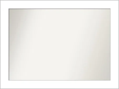 Vista 192 de Amanti Art Espejo de baño blanco para sobre el fregadero, 24 x 26 pulgadas, espejo rectangular blanco y blanco, marco de madera contemporáneo