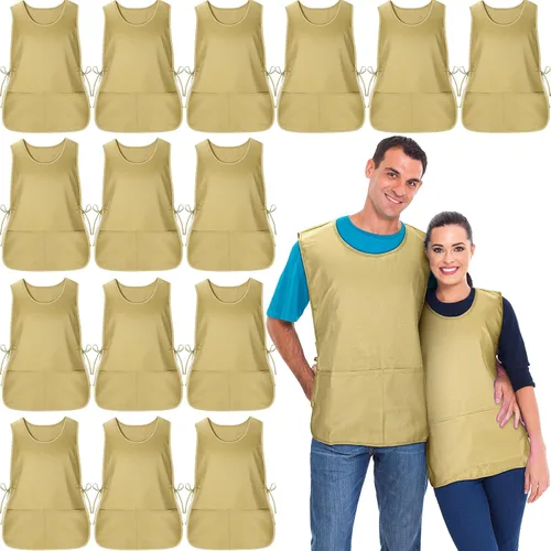 Vista 8 de Suhine delantal de zapatero con 2 bolsillos profundos y lazos laterales delantal unisex para trabajo en la cocina