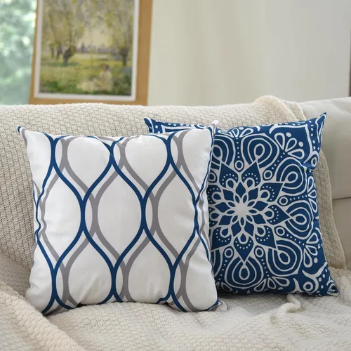 Vista 7 de Coliuso Fundas Decorativas para Almohadas de Tiro 16x16 Juego de 4, Azul Moderno Simple Cuadrado Funda de Almohada Cojín para Sofá Sillón
