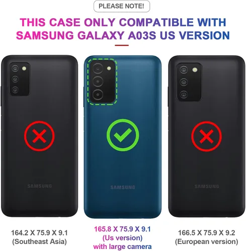Vista 2 de LeYi para Samsung Galaxy A03S Funda de teléfono, Funda Samsung AO3S con [Paquete de 2] Protector de pantalla, [Calidad militar] Funda protectora