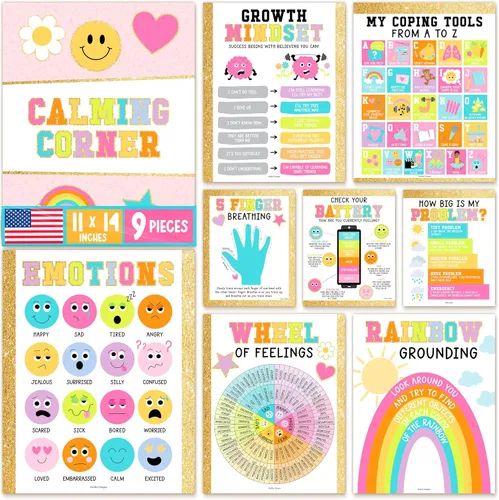 Vista 10 de Hadley Designs 9 Pósters de Rincón Tranquilo para Aula Imprescindibles para Maestros - Suministros para Rincón de Calma de 11x14, Tabla