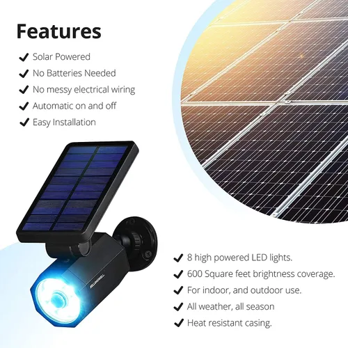 Vista 4 de Bell+Howell Bionic Spotlight Deluxe - Luz solar con sensor de movimiento de 25 pies, paneles solares, resistencia al agua contra las heladas, patio