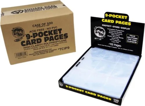 Vista 3 de (100) Fundas para tarjetas coleccionables - Calidad de archivo de 9 bolsillos para carpetas de tarjetas - TCIP9