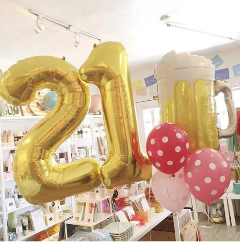 Vista 7 de Globos dorados del número 12, globos del número 21, 40 pulgadas