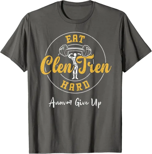 Vista 83 de Culturismo: Comer Clen Tren Hard Anavar Give Up - Camiseta de gimnasio, Negro