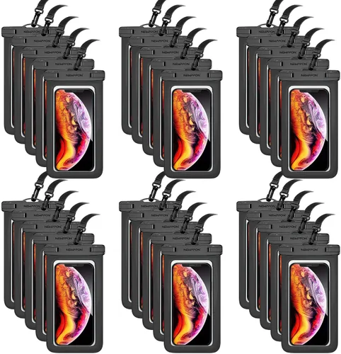 Vista 17 de Paquete de 100 bolsas impermeables para teléfono celular de 8.5 pulgadas – Funda seca bajo el agua – Protector transparente a prueba de agua